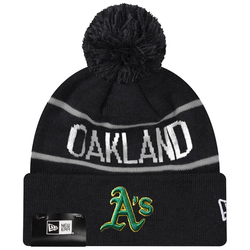 Oakland Athletics New Era MLB Grey Stripe Knit Beanie – Black