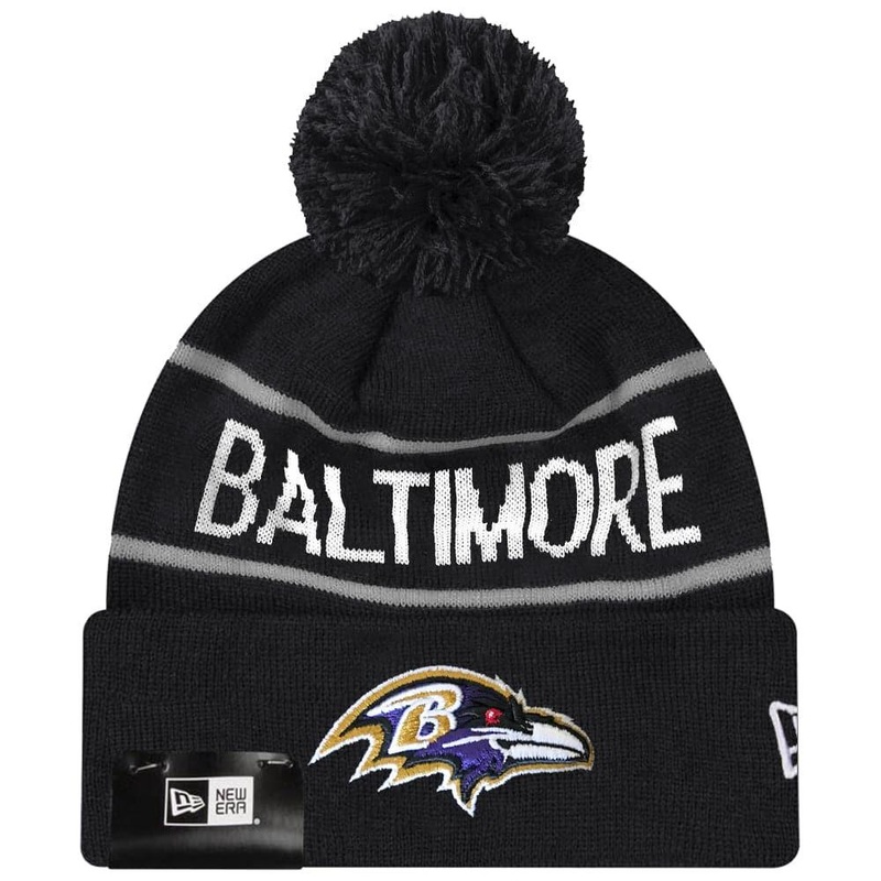 Baltimore Ravens New Era NFL Grey Stripe Knit Beanie – Black