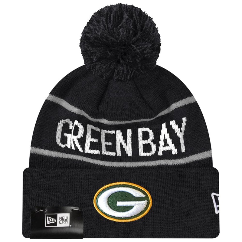 Green Bay Packers New Era NFL Grey Stripe Knit Beanie – Black