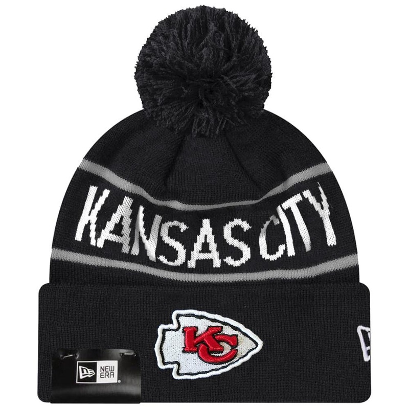 Kansas City Chiefs New Era NFL Grey Stripe Knit Beanie – Black