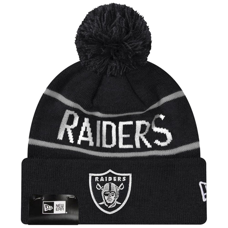 Las Vegas Raiders New Era NFL Grey Stripe Knit Beanie – Black