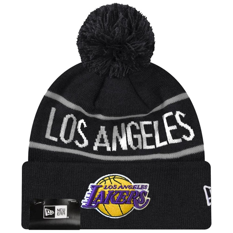 Los Angeles Lakers New Era NBA Grey Stripe Knit Beanie – Black