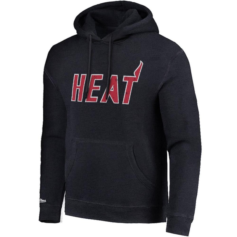 Miami Heat Mitchell & Ness NBA HWC Wordmark Vintage Hoodie Jumper – Faded Black