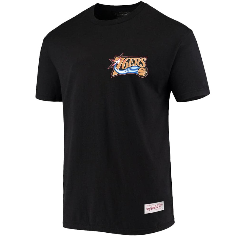 Philadelphia 76ers Mitchell & Ness NBA HWC Retro Repeat T-Shirt – Black