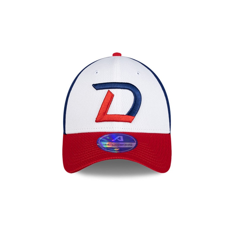 Serie del Caribe Dominicana Dad Hat – Stylish DR Flexfit Cap for Baseball Fans – White / Royal / Red