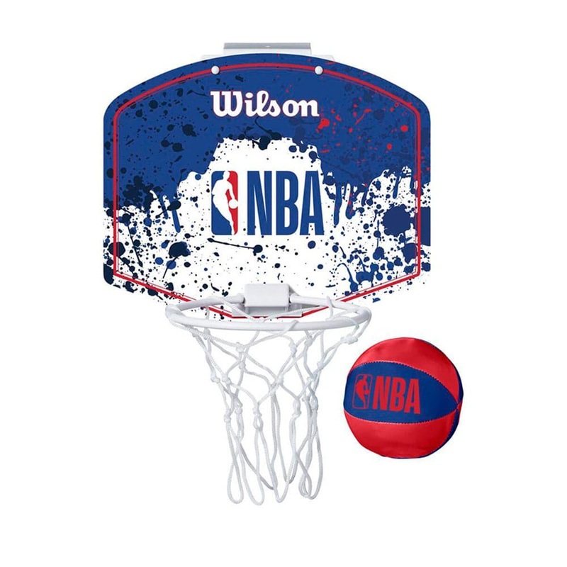 Wilson NBA Logoman Splatter Mini Hoop Indoor Basketball Backboard – Blue