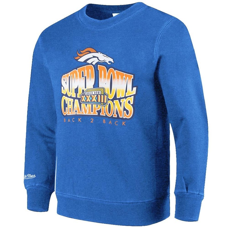 Denver Broncos Mitchell & Ness NFL Champs Vintage Crew Jumper – Faded Blue