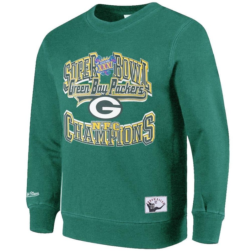 Green Bay Packers Mitchell & Ness NFL Champs Vintage Crew Jumper – Faded Green