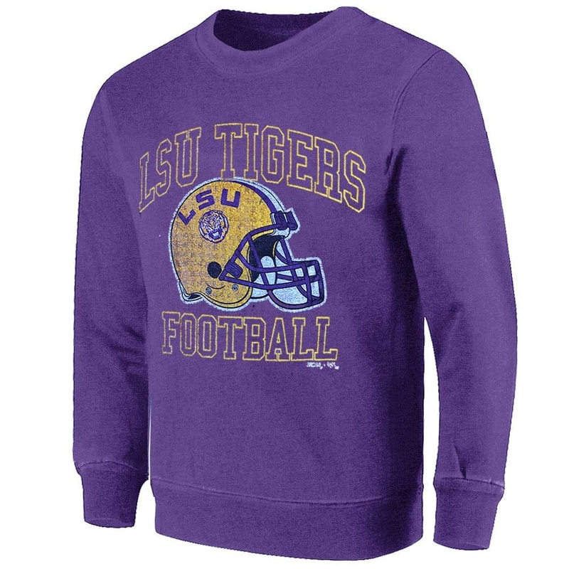 LSU Tigers USL NCAA Helmet Arch Vintage Crew Jumper – Vintage Purple