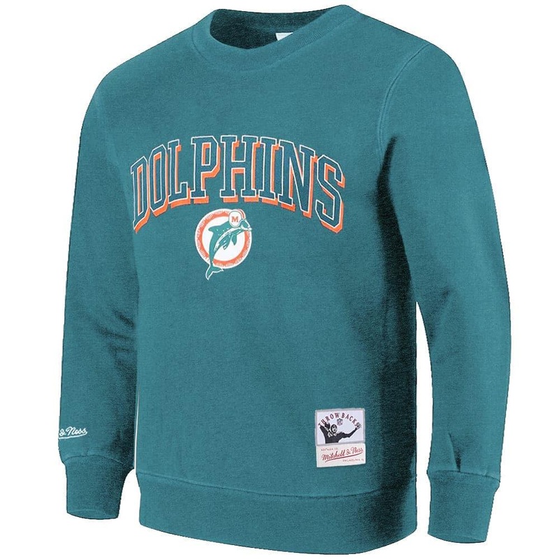 Miami Dolphins Mitchell & Ness NFL Keyline Vintage Crew Jumper – Faded Teal