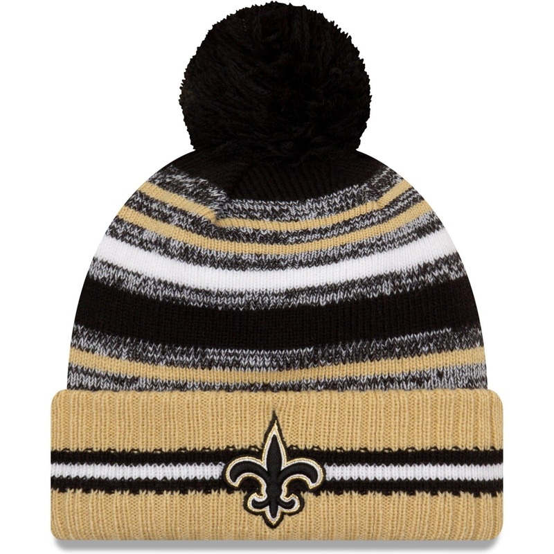 New Orleans Saints New Era NFL 2021 Sideline Team Pom Knit Beanie – Black