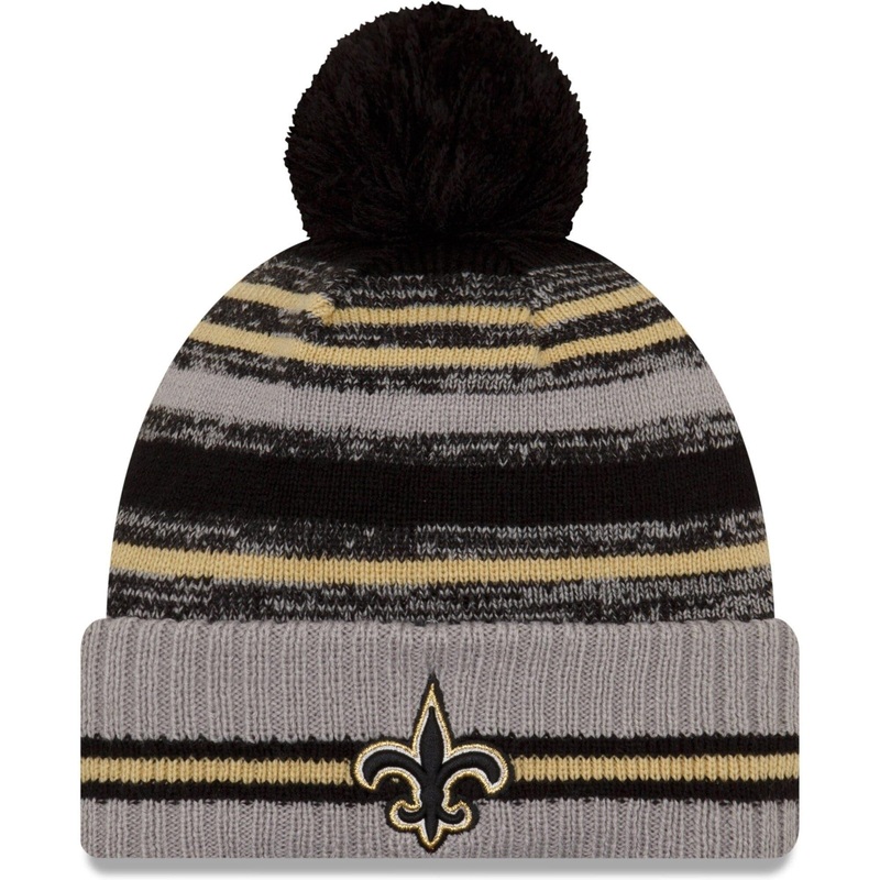 New Orleans Saints New Era NFL 2021 Sideline Team Pom Knit Beanie – Grey