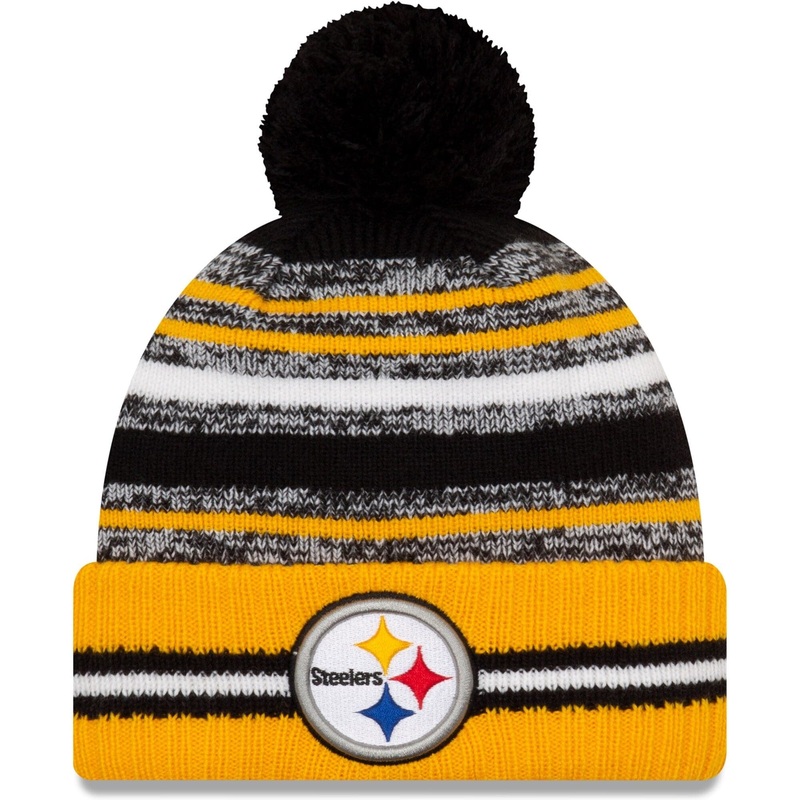 Pittsburgh Steelers New Era NFL 2021 Sideline Team Pom Knit Beanie – Black