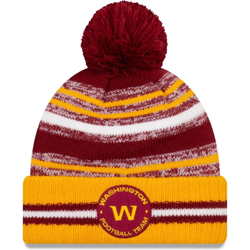 Washington Commanders New Era NFL 2021 Sideline Team Pom Knit Beanie – Dark Red