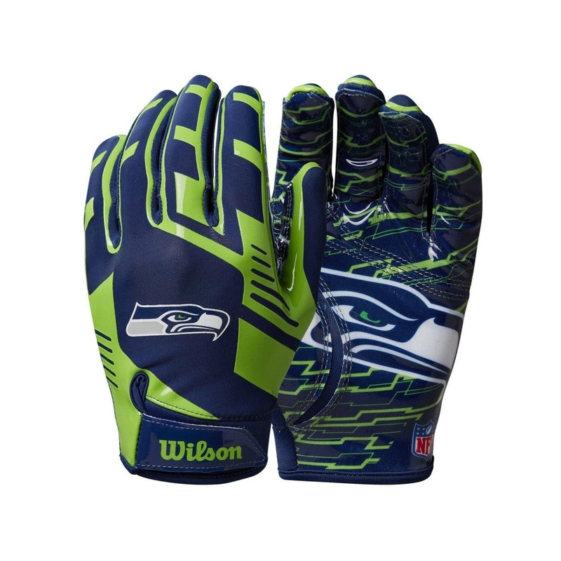 Youths Seattle Seahawks Wilson NFL Team Stretch Fit Receiver Gloves