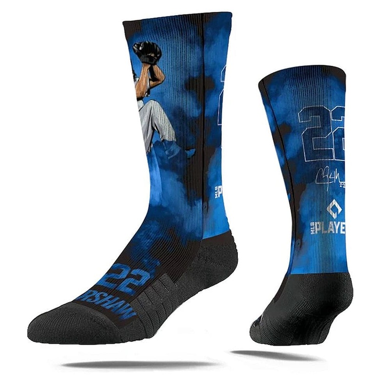 Clayton Kershaw Los Angeles Dodgers Strideline MLB Fog Classic Crew Socks – Black