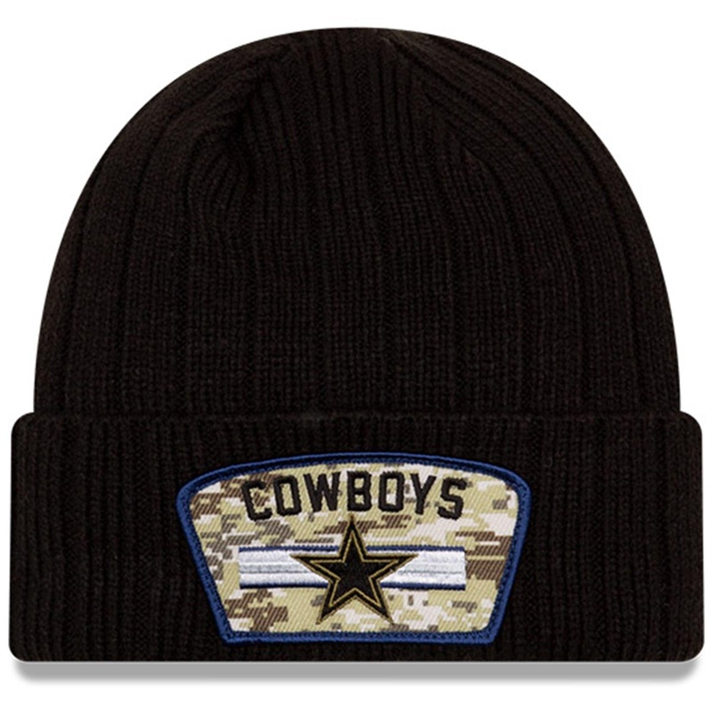 Dallas Cowboys New Era NFL 2021 Salute To Service Cuffed Knit Beanie – Black