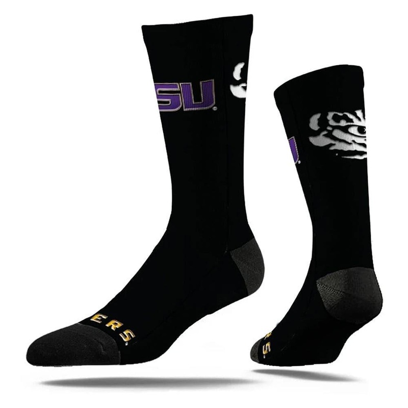 LSU Tigers Strideline NCAA Team Chrome Classic Crew Socks – Black