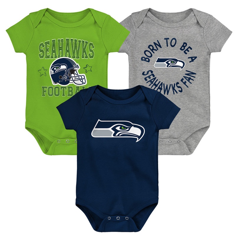 NFL Seattle Seahawks Infant Outerstuff Born to Be 3-Piece Onesie Set