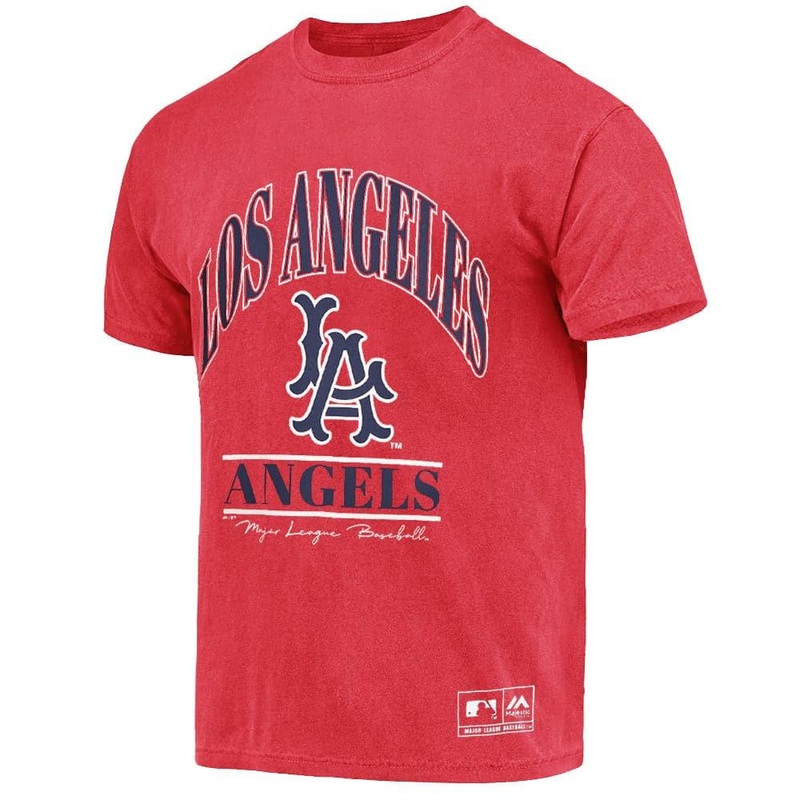 Los Angeles Angels Majestic MLB Classic Arch Vintage T-Shirt – Faded Red