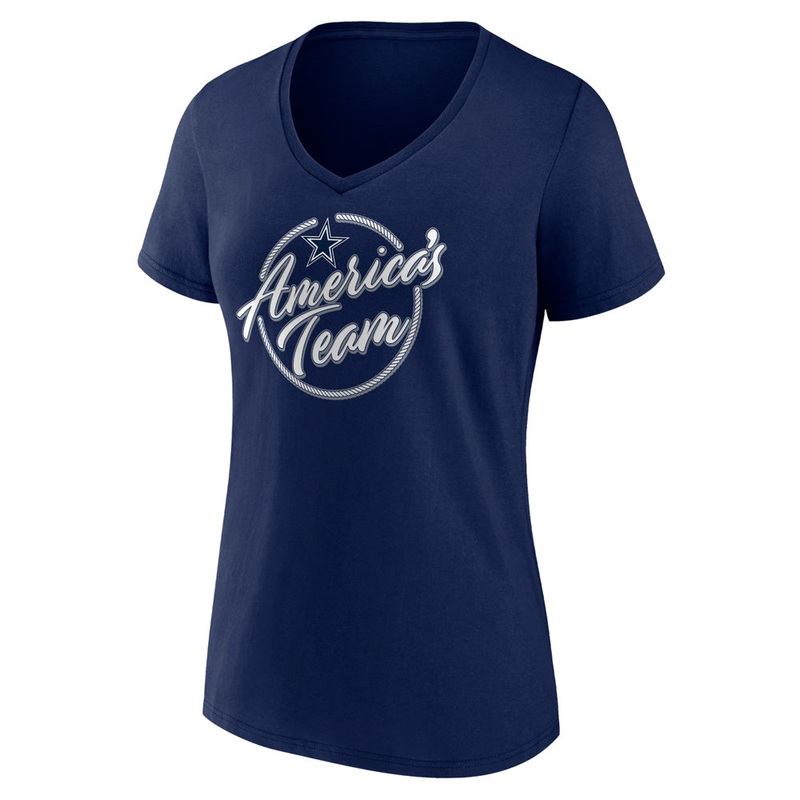 NFL Dallas Cowboys Women’s Back Home Again V-Neck T-Shirt – Navy
