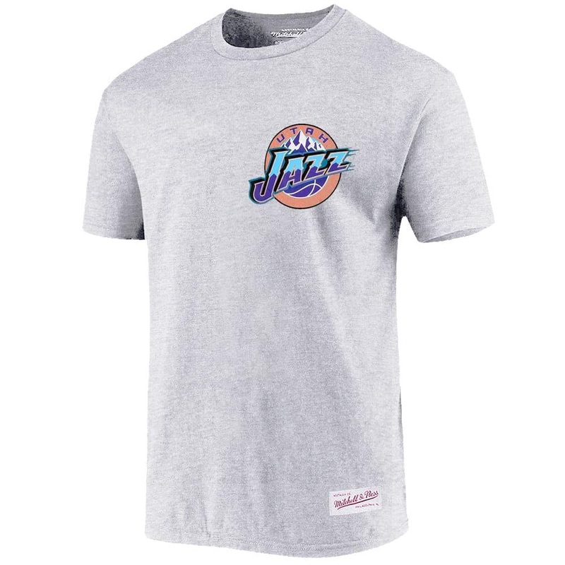 Utah Jazz Mitchell & Ness NBA HWC Retro Repeat T-Shirt – White Marle
