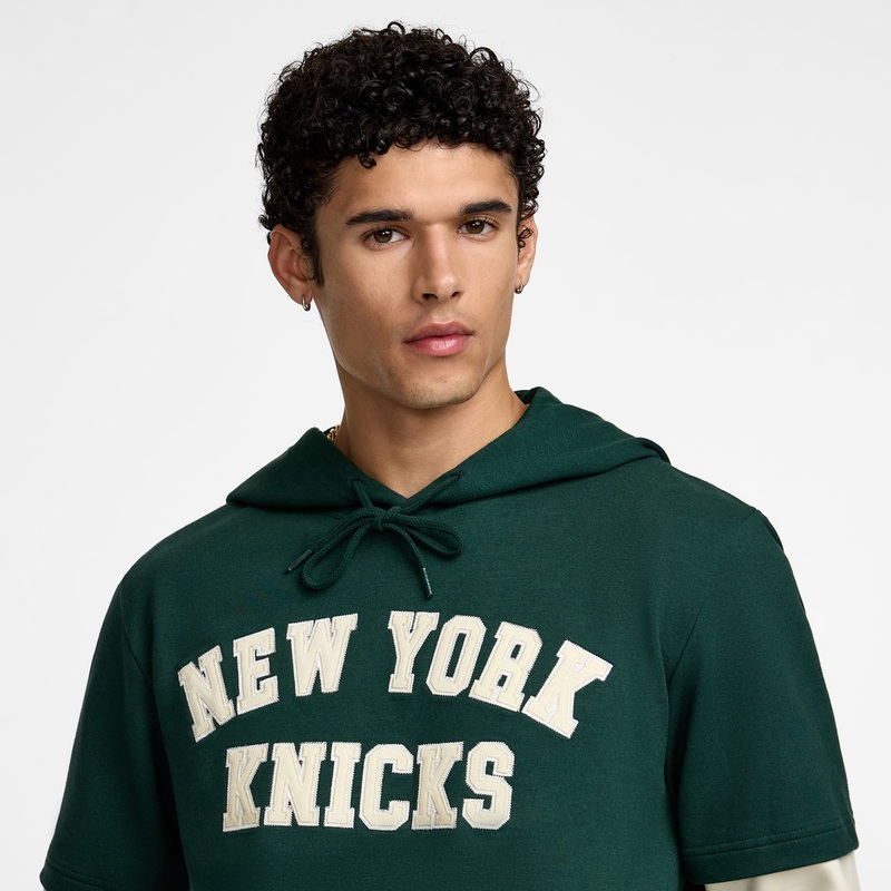 New York Knicks Dark Green Logo Select Hooded T-Shirt