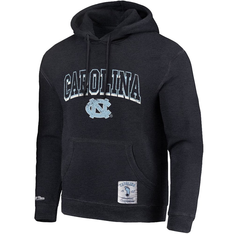 North Carolina Tar Heels Mitchell & Ness NCAA Keyline Vintage Hoodie Jumper – Faded Black