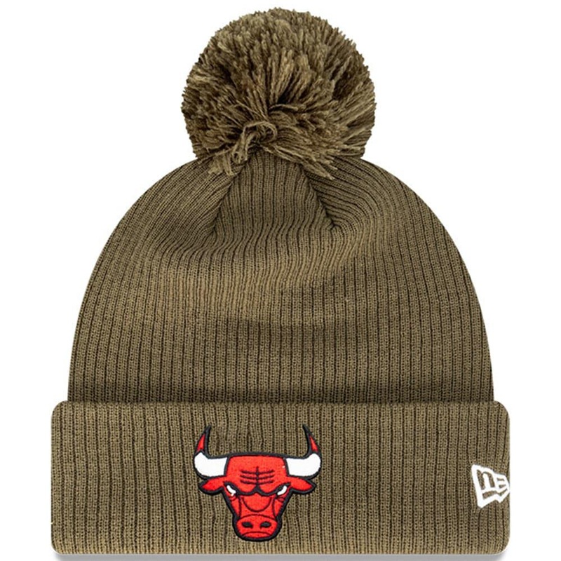 Chicago Bulls New Era NBA Team Pom Knit Beanie – Olive