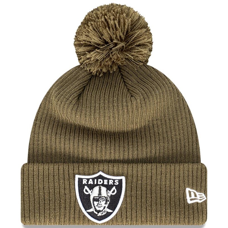 Las Vegas Raiders New Era NFL Team Pom Knit Beanie – Olive