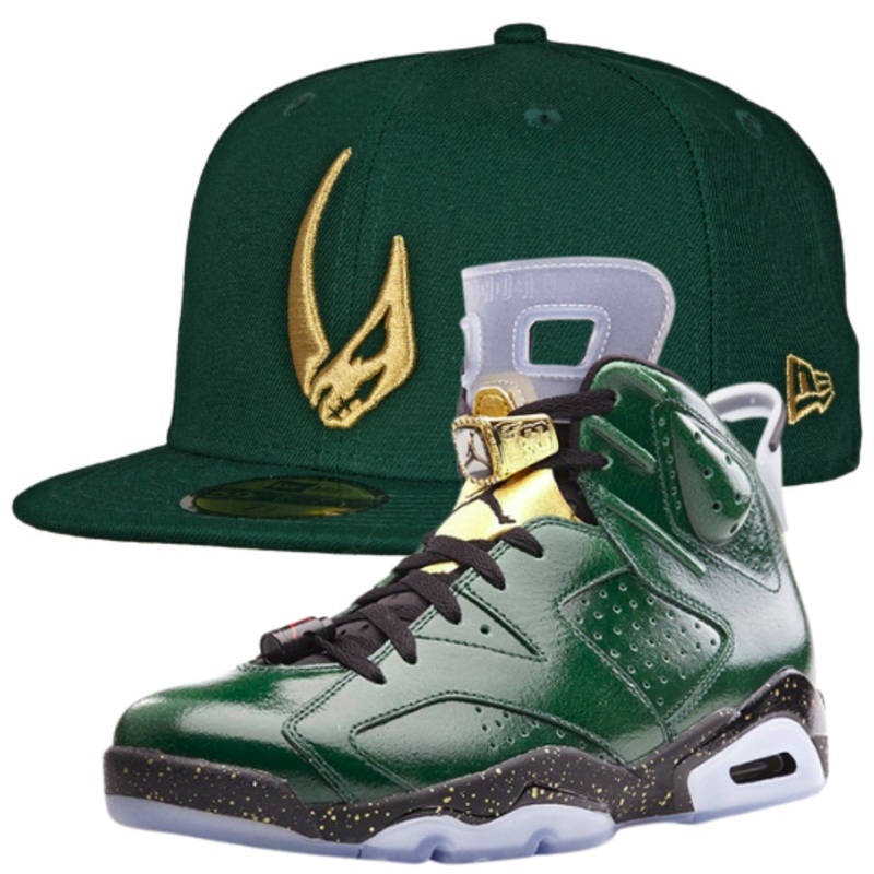 New Era Mandalorian Mudhorn Fitted Hat w/ Air Jordan 6 Champagne Matching Sneakers
