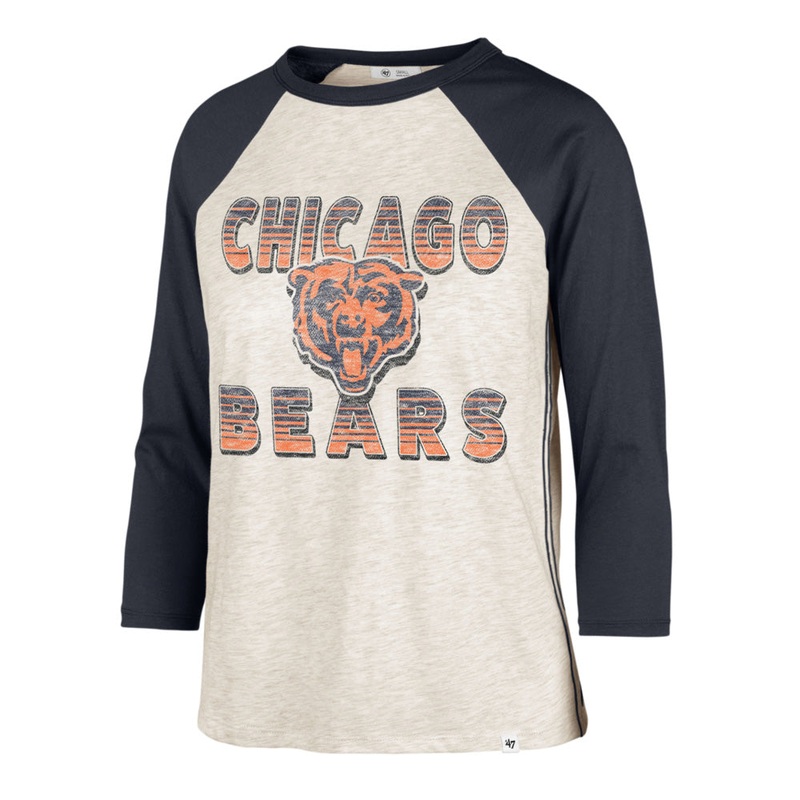 NFL Chicago Bears Women’s ’47 Good Vibes Ava Raglan T-Shirt – Cream
