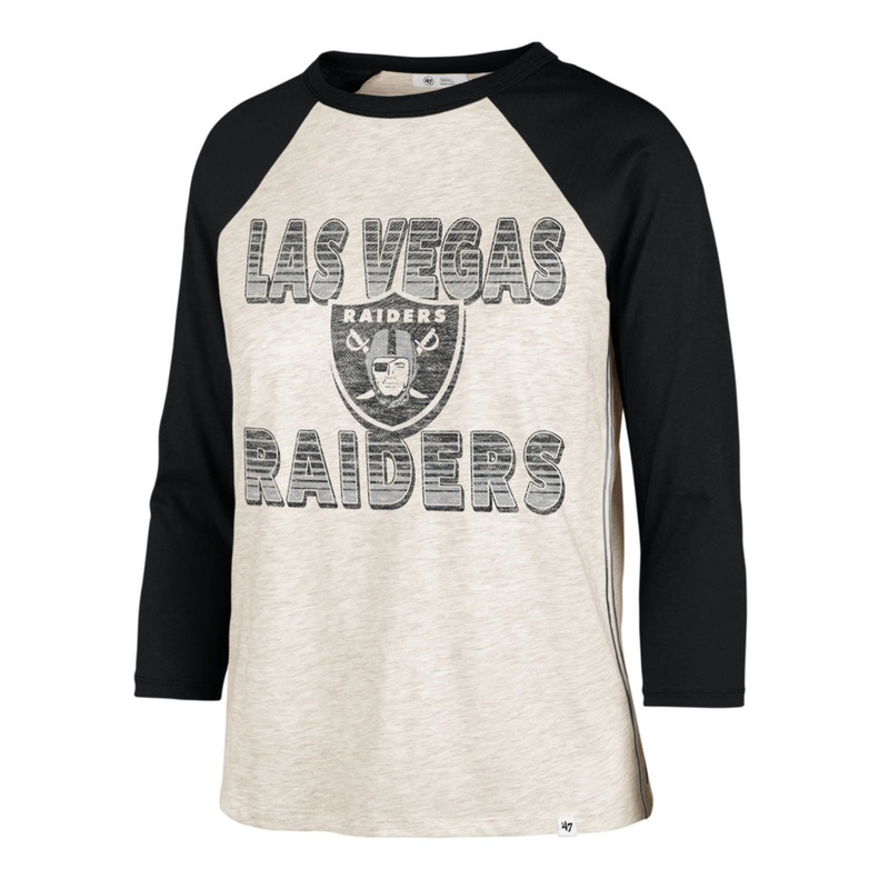 NFL Las Vegas Raiders Women’s ’47 Good Vibes Ava Raglan T-Shirt – Cream