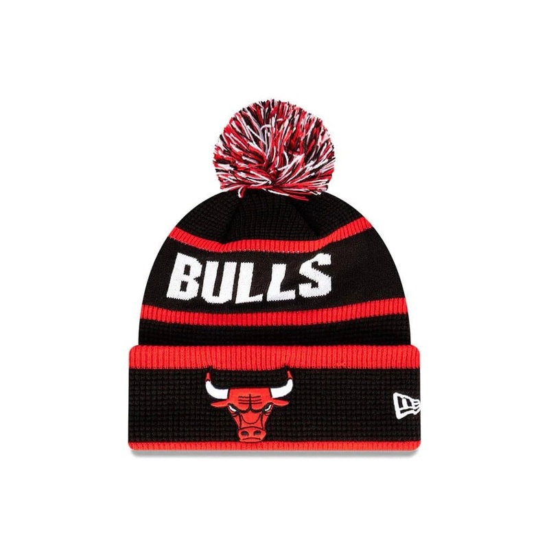 Youths Chicago Bulls New Era NBA Wordmark Waffle Knit Beanie – Black