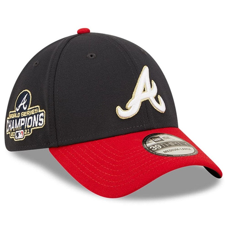 Atlanta Braves New Era MLB 21 Champs Gold 39THIRTY Stretch Fit Hat – Navy