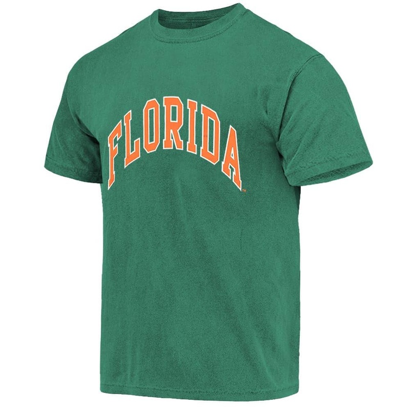 Florida Gators USL NCAA Puff Print Wordmark Arch Vintage T-Shirt – Green
