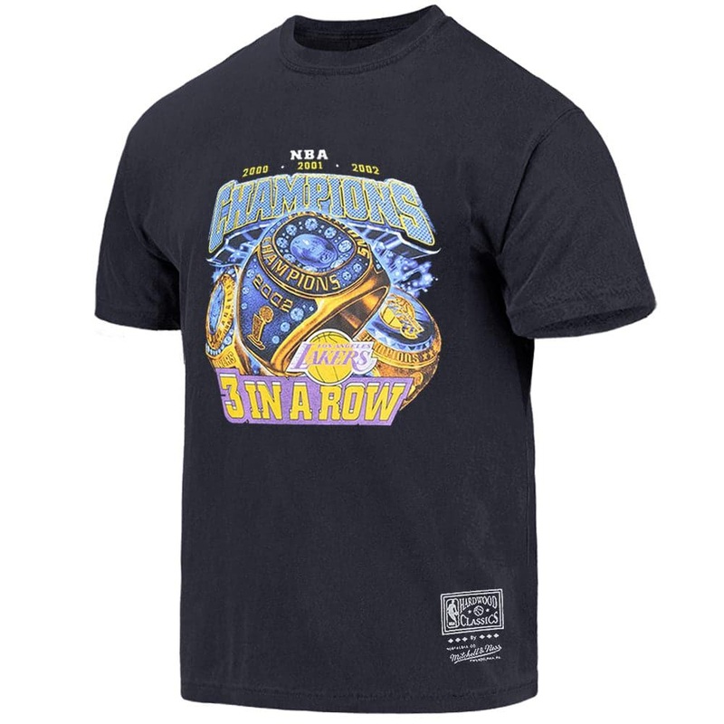 Los Angeles Lakers Mitchell & Ness NBA 3 In A Row Rings Vintage T-Shirt – Faded Black