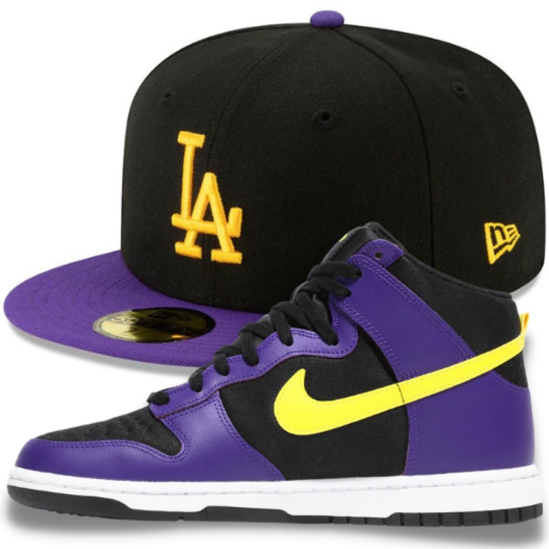 New Era LA Crossover Fitted Hat w/ Dunk High EMB Lakers Matching Sneakers