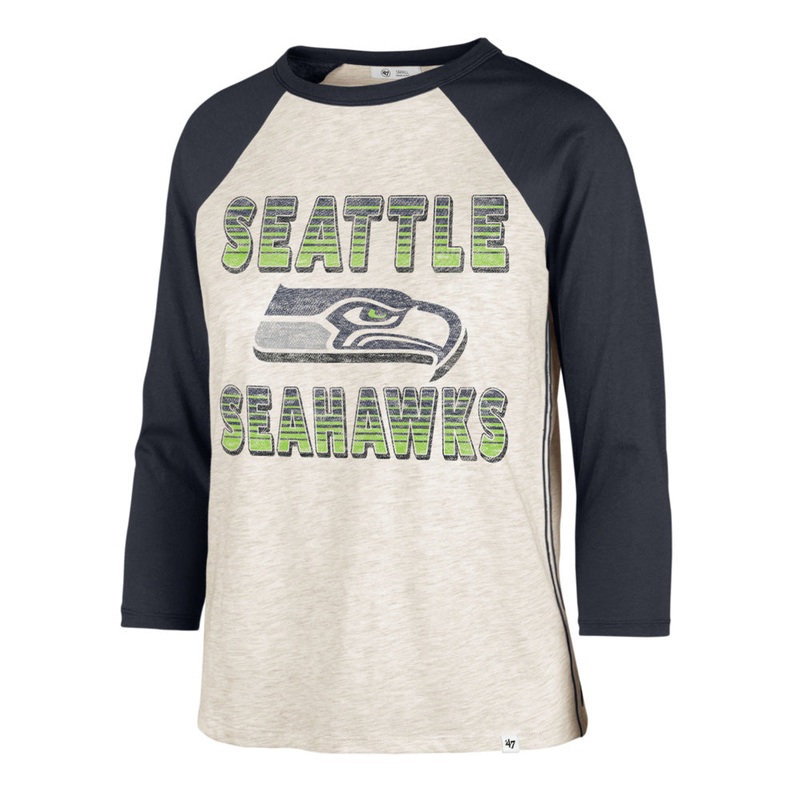 NFL Seattle Seahawks Women’s ’47 Good Vibes Ava Raglan T-Shirt – Cream