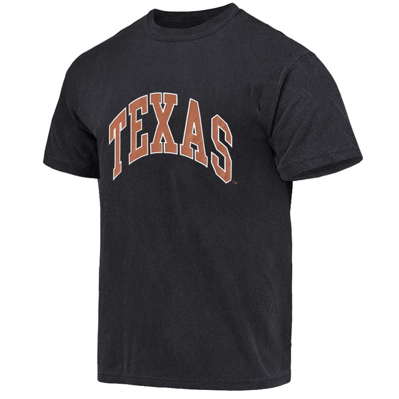 Texas Longhorns USL NCAA Puff Print Wordmark Arch Vintage T-Shirt – Washed Black