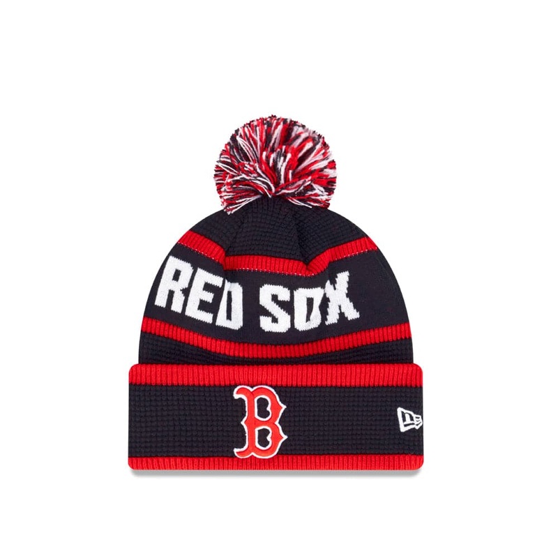 Youths Boston Red Sox New Era MLB Waffle Wordmark Knit Beanie
