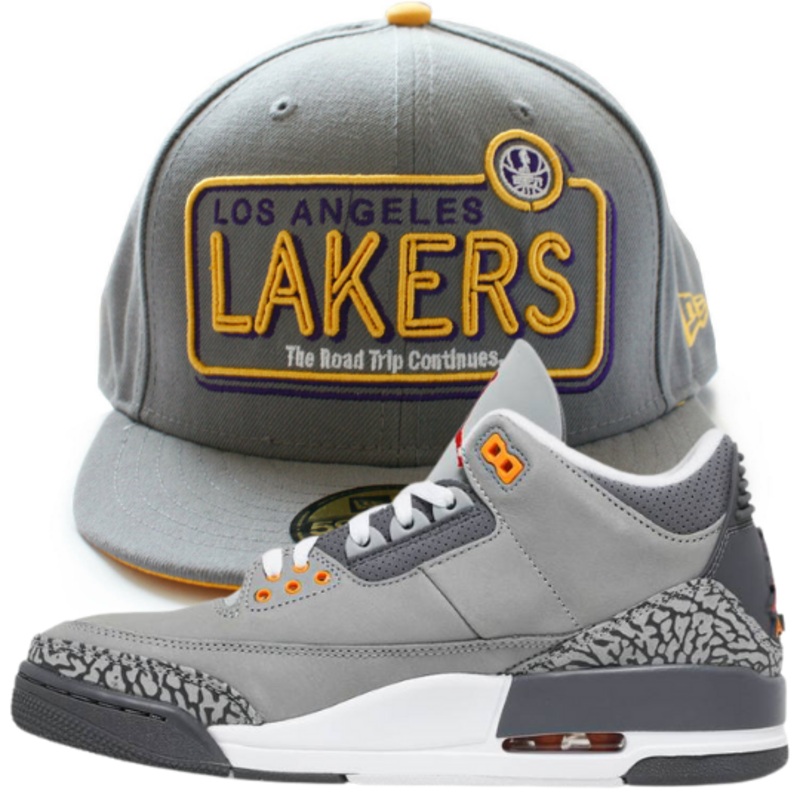 New Era LA Lakers Road Trip Continues Fitted Hat w/ Air Jordan 3 Retro ‘Cool Grey’