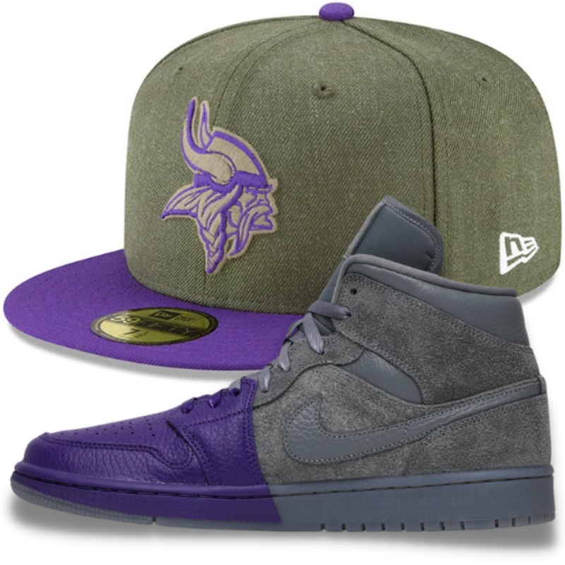 New Era Minnesota Vikings Salute To Service Fitted Hat w/ Sheila Rashid x Air Jordan 1 Mid ‘Unite’ Matching Sneakers