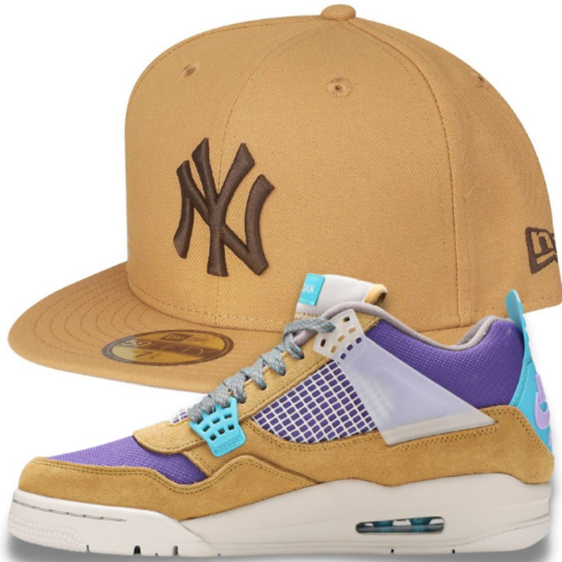 New Era New York Yankees Tan Brown Fitted Hat w/ Union LA x Air Jordan 4 Retro ‘Desert Moss’