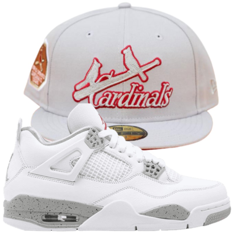 New Era St Louis Cardinals Grey/Red 1926 Fitted Hat w/ Air Jordan 4 Retro ‘White Oreo’
