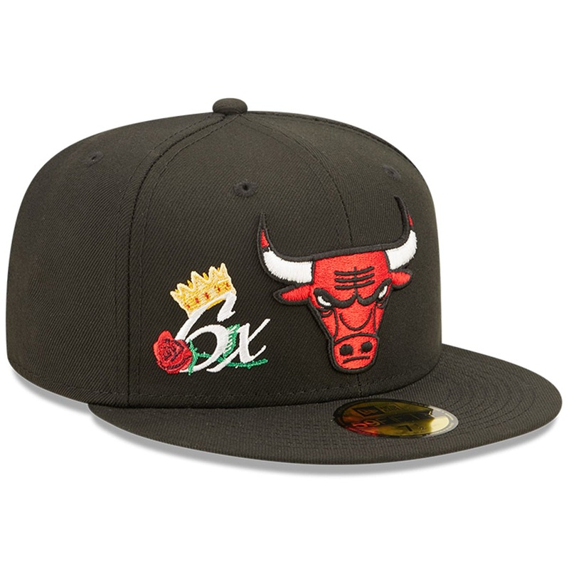 Chicago Bulls New Era NBA Crown Champs 59FIFTY Fitted Hat – Black