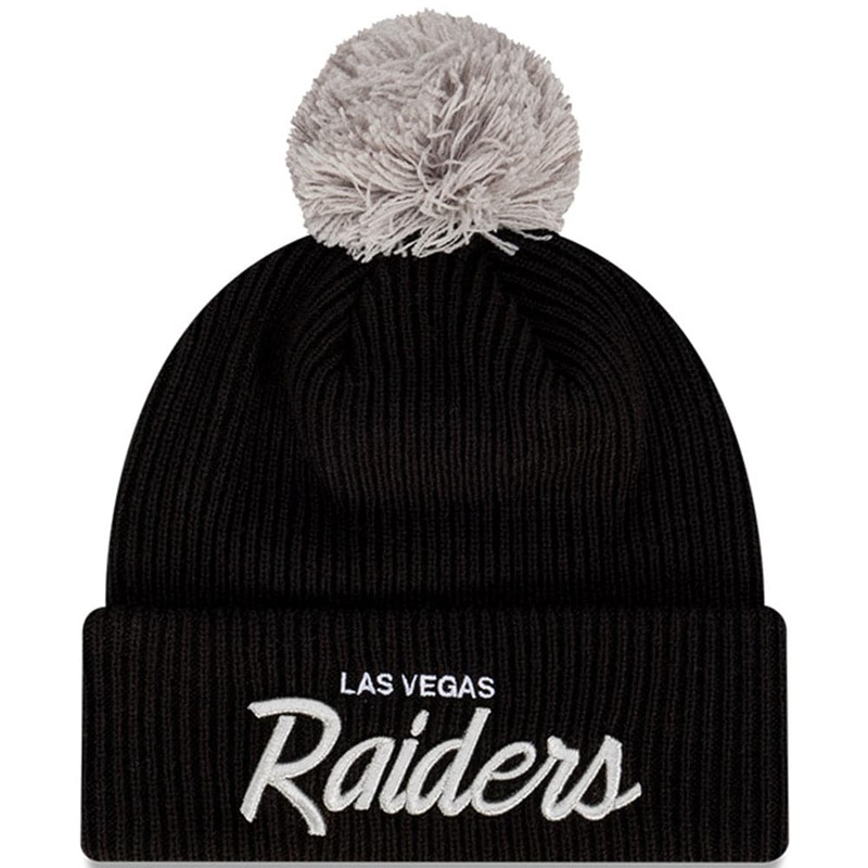 Las Vegas Raiders New Era NFL Pom Script Beanie – Black