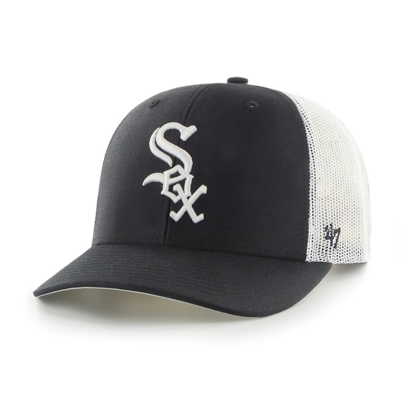 MLB Chicago White Sox ’47 Primary Trucker Snapback Hat – Black