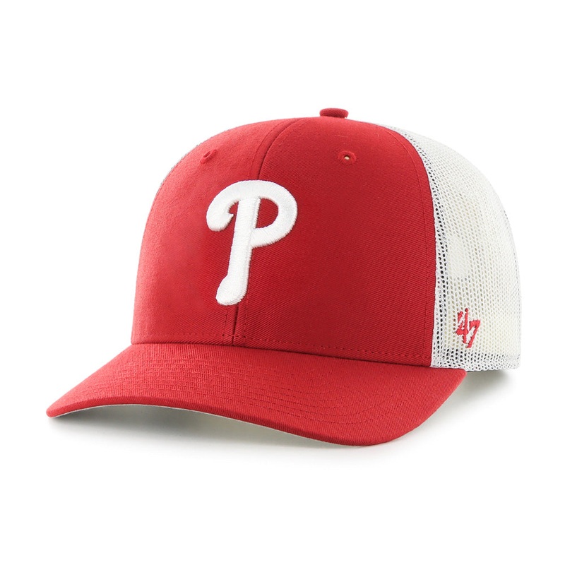 MLB Philadelphia Phillies ’47 Primary Trucker Snapback Hat – Red