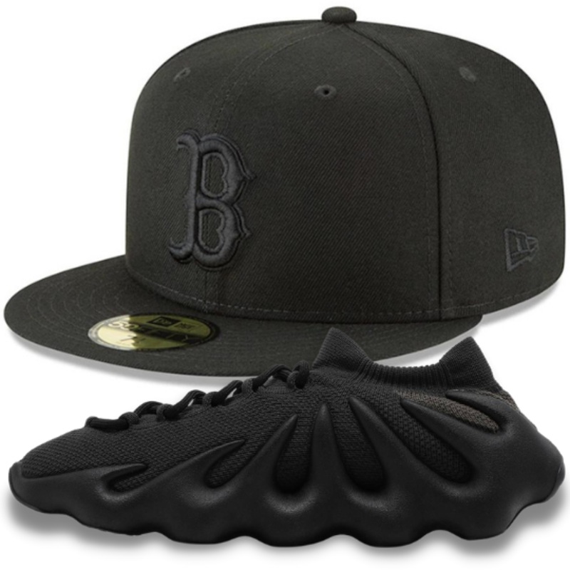 New Era All Black Boston Red Sox Fitted Hat w/ Yeezy 450 ‘Dark Slate’